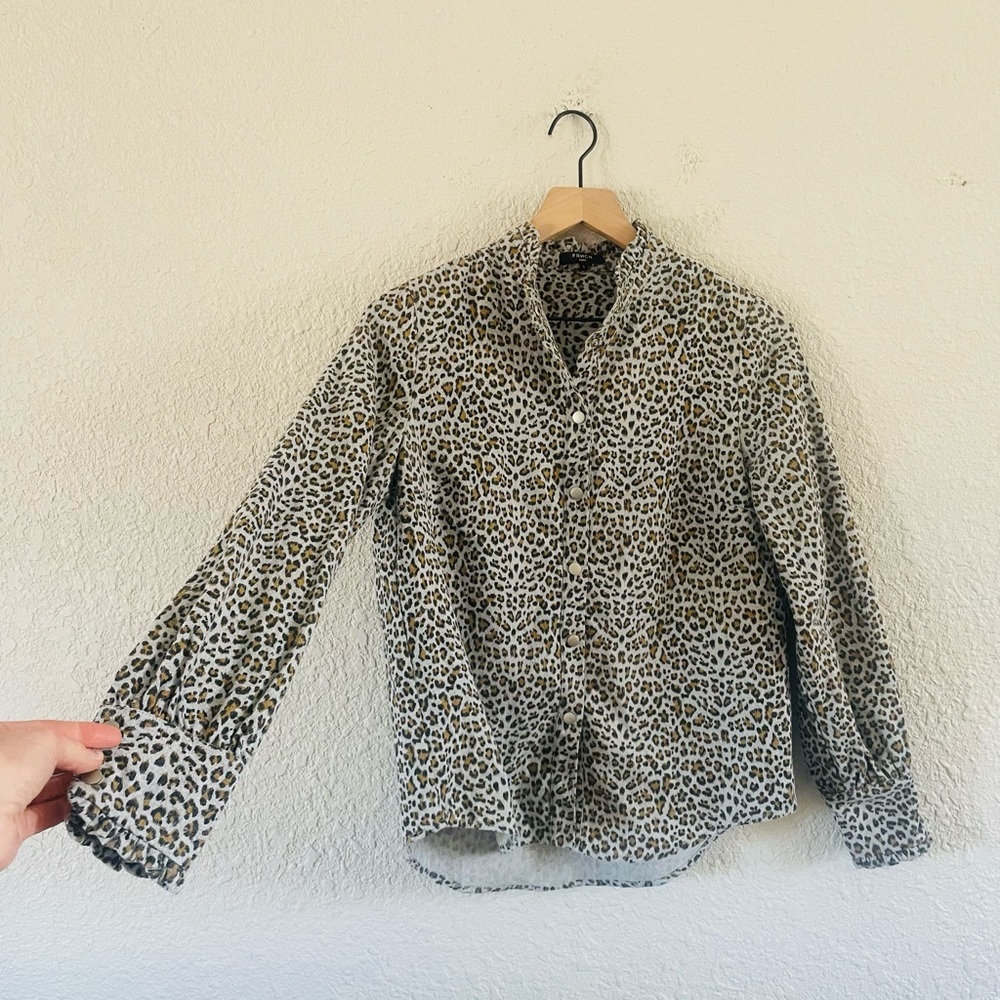 FRNCH Leopard Print Button-Up Blouse - Black and Brown